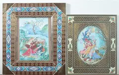 Figures by Anonymous, Six ink and color on faux ivory in khatam frames. - Largest: 11 1/4 in.x 7 3/4 in, sold Jan 2013
