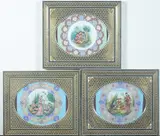 Anonymous, Figures, Six ink and color on faux ivory in khatam frames