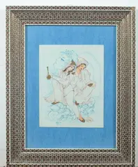 Figures by Anonymous, Six ink and color on faux ivory in khatam frames. - Largest: 12 7/8 in. x 10 in, sold Jan 2013