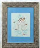 Anonymous, Figures, Six ink and color on faux ivory in khatam frames. - Largest: 12 7/8 in. x 10 in