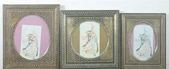 Dancing Beauty by Anonymous, Five ink and color on faux ivory in khatam frames. - Largest: 8 3/4 in. x 4 3/4 in, sold Jan 2013