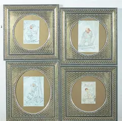 Man by Anonymous, Seven ink and color on faux ivory in khatam frames. - Largest: 11 1/4 in. x 7 1/4 in, sold Jan 2013