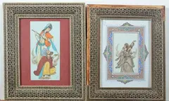 Figures by Anonymous, Six ink and color on faux ivory in khatam frames, sold Jan 2013