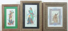 Figures by Anonymous, Six ink and color on faux ivory in khatam frames, sold Jan 2013