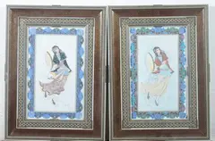 Beauty by Anonymous, Five ink and color on faux ivory in khatam frames. - Largest: 10 5/8 in. x 5 3/4 in, sold Jan 2013