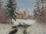 Stanislav Yulianovich Zhukovsky, Pond in Winter, Oil on board.