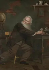 Charles Cole Markham, THE MISER, identified and titled on label verso, Oil on panel