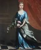 Continental School, Portrait of Young Girl with Flowers, PORTRAIT OF YOUNG GIRL WITH FLOWERS, oil on canvas