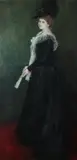 Full Length Portrait of Woman with Fan by English School, Oil on canvas, sold Jan 2013