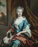 Portrait of Young Woman with Papillon Dog by Continental School, PORTRAIT OF YOUNG WOMAN WITH PAPILLON DOG , oil on canvas, sold Jan 2013