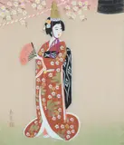 Miyagawa Shunsui, Beauty, Ink and color on textile