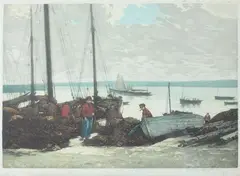 Gustave Henri Marchetti, Pecheurs de Douarnenez (Brittany), Colored etching Click here to view supplemental information for this lot.