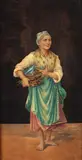 A. Franchi, Study of a Peasant Woman Holding a Basket of Fish, Oil on wood panel.