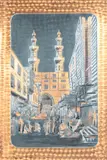 Middle Eastern School, Street Scene of a Bazaar with People in Middle Eastern Garb Shopping, Copper inlay and etching on iron plate