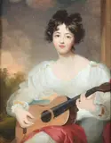 Untitled by English School, PORTRAIT WITH A WOMAN PLAYING THE GUITAR, oil on canvas, sold Feb 2013