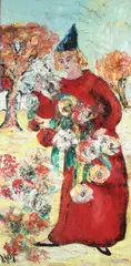 Woman in Red by Henri D'Anty, Oil on canvas, sold Feb 2013
