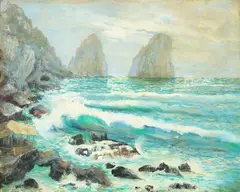 Charles Auguste Corbineau, The Sea Coast, Oil on canvas Click here to view supplemental information for this lot.