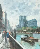 Giuseppe Maggi, Paris Scene, Oil on canvas