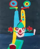 Karel Appel, Busy Circus Clown, Acrylic on paper mounted on canvas
