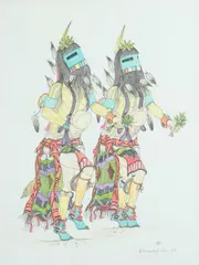 Sumatz Kuku, Dancers in Native Costumes, Mixed media