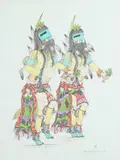 Sumatz Kuku, Dancers in Native Costumes, Mixed media