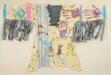 American Indian School, A Plains Indian Woman'S Dress, Mixed media collage. - In clear plastic case frame, 31 1/2 in. x 45 1/2 in