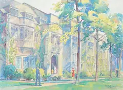 William H. Eppens, West Door University Chapel, Watercolor