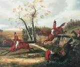 Hunt Scene by American School, Oil on canvas, sold Feb 2013