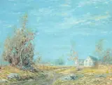 Kukuye Fujii, Country Home in Spring, Oil on canvas