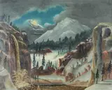 American School, Mountainous Valley, MOUNTAINOUS VALLEY, oil on canvas