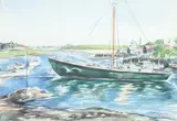 Frank Russell, Yacht and Boats on a New England Estuary, The high quality and attractive nature of this watercolor, which is as bright, vibrant and crisp as the day it was painted, easily warrants a presale estimate of $150-$300