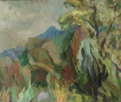 Sandra Lerner, Impressionist View of Foliage and Flowers on Hill, Oil on canvas Click here to view supplemental information for this lot.