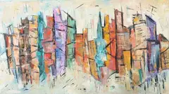 Betty C. Williams, Abstract Cityscape with Skyscrapers, Oil on canvas