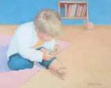 J. Bukoff, Young Boy Playing with His Toes, Pastel