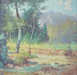 Peter Lanz Hohnstedt, Western Landscape with Mountains in Distance, Oil on board Click here to view supplemental information for this lot.
