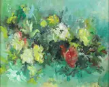 E. Osmanski, Still Life with Wild Flowers, Oil on canvas .