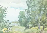 TREE LINED TRAIL LEADING TO RIVER, estate stamped lower left by Charles Henry Richert, Watercolor, offered Feb 2013