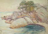 California Impressionist School, Coastal View, Oil on board