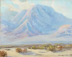 Harry Craig Smith, Impressionist Panoramic View of Western Desert and Mountains, Oil on canvas. circa 1925