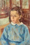 Msitslav Valerianovic Dobuzhinkskij, Study of Cute Little Girl in Smocked Dress, Oil on canvas.