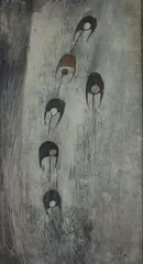 Hans Jaenisch, The Bicycle Race, THE BICYCLE RACE, signed and dated "1950." Oil on cardboard Click here to view supplemental information for this lot.