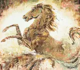Aligi Sassu, Prancing Horse, PRANCING HORSE, oil on wood panel