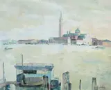 Fioravante Seibezzi, View of Venice with the Church and Basilica of San Marco in the Distance, Oil on canvas