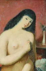 Seated Raven-Haired Female Nude by Giovanni Toffolo Anzil, Oil on canvas Click here to view supplemental information for this lot., sold Feb 2013