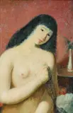 Giovanni Toffolo Anzil, Seated Raven-Haired Female Nude, Oil on canvas Click here to view supplemental information for this lot.