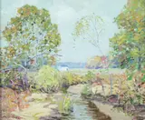 Abraham John Schram, Meadow Stream in Autumn, Oil on canvas Click here to view supplemental information for this lot.