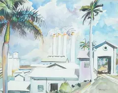 Robert Hallowell, Noon Sun-Cement Works, Watercolor Click here to view supplemental information for this lot.