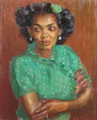 Irwin D. Hoffman, The Green Polka Dot Blouse, Oil on canvas