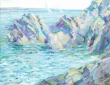 Olive Stoner, Surf, Oil on board