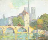 Edythe M. Stansbury, Impressionist View of the Seine and Notre Dame Cathedral, Oil on canvas Click here to view supplemental information for this lot.